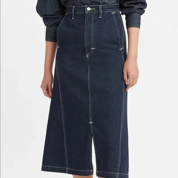 LEVI'S RED WOMEN'S LOW-RISE TWISTED SLIM BLUE DENIM SKIRT SIZE MEDIUM - Picture 16 of 16
